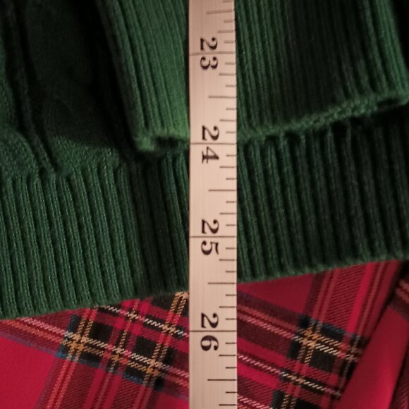 Land's End Size L Pine Green Cable Knit Turtleneck Sweater (EUC) - Picture 5 of 7
